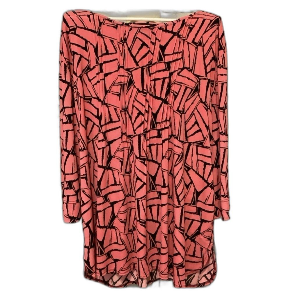 N Touch Blouse Women’s Size 2X Colors Peach & Black With 3/4 Sleeves